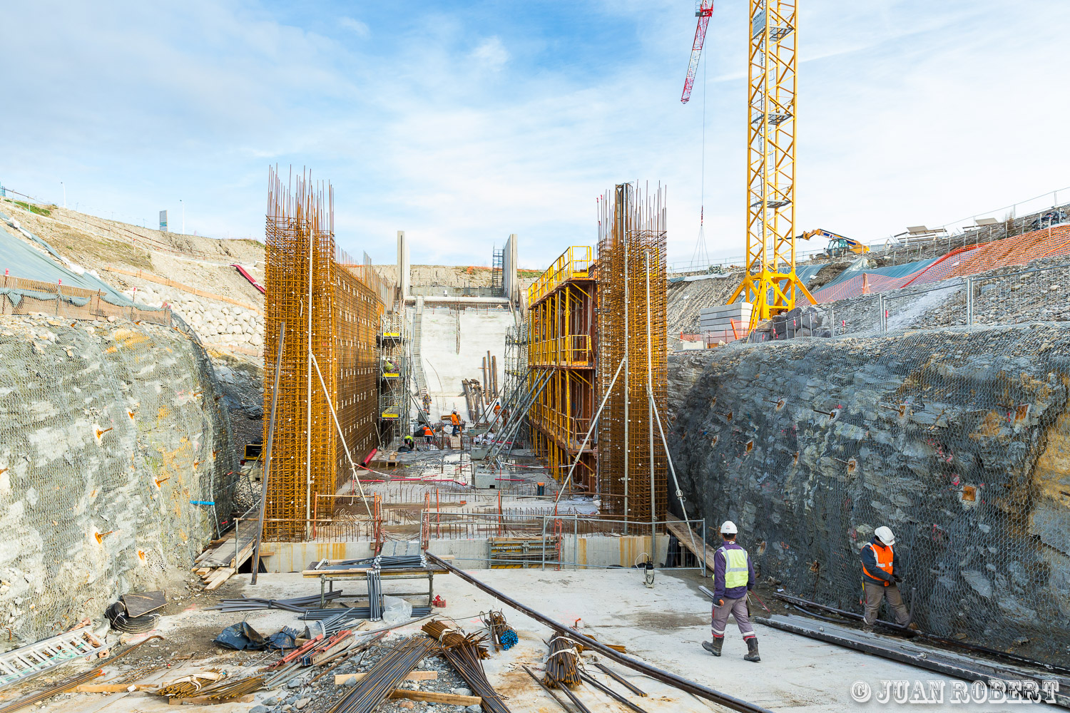 Auteur, CNR, Juan ROBERT, PCH, Photographe, Rhône, building, chantier, grue, ouvriers, travauxLe PouzinArdêche - Rhône-AlpesChantier CNR PCH Pouzin