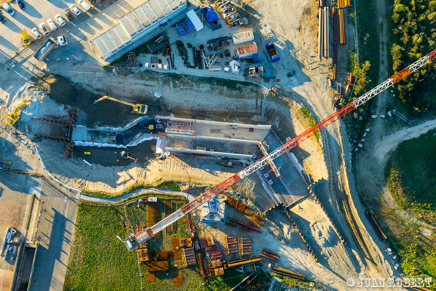 Auteur, CNR, Juan ROBERT, Photographe, building, chantier, construction, engins, fleuve, grue, machines, ouvriers, passe a poissons, rhone, sauveterreSauveterreGard - Languedoc-RoussillonChantier CNR Passe à Poisson de Sauveterre